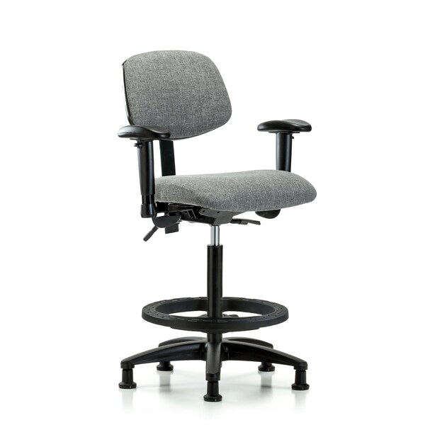 Blue Ridge Ergonomics Chair, Fabric, Hi Bench, AA BF Glides, Gry, 6-Way Adjustable, 26" to 35-1/2" Height, Grey BR-FHBCH-RG-T0-A1-BF-RG-F44 - main