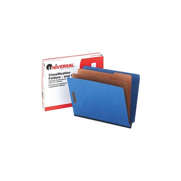 Universal Universal Pressboard End Tab Classification Folders, Letter, Six-Section, Blue, 10/Box 10318 - main