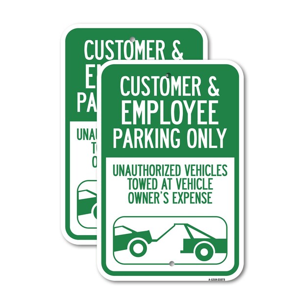 Signmission Parking Restriction Sign Customer and Employee Parking , 18'' X 24'', Heavy Gauge Aluminum, 2PK A-1824-2PACK-23373 - main
