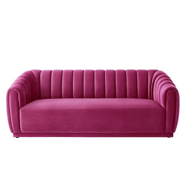 Homeroots 85" Fuchsia Velvet Manufactured Wood Sofa 543935 - main