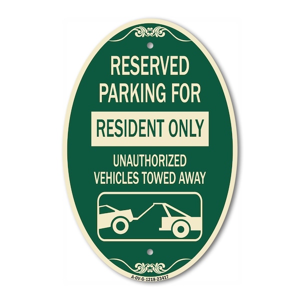 Signmission Parking Lot Sign Reserved Parking for Residen, 12 In X 18 In Architectural, Heavy Gauge Aluminum A-OV-G-1218-23417 - main