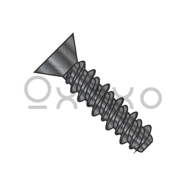 Oxoxo 4-24X3/4 Phillips Flat High Low Screw Fully Threaded Black Oxide and Oil, 10000PK 490511 - main