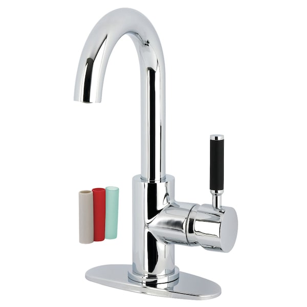 Kingston Brass One-Handle Single-Hole Bathroom Faucet with Deck Plate and Push Pop-Up Drain, Polished Chrome LS8431DKL - main