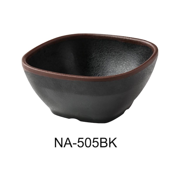 Yanco Nature Art 4.5 x 2 in. Square Miso Soup Bowl, Black - 10 oz - Melamine, 48PK NA-505BK - main