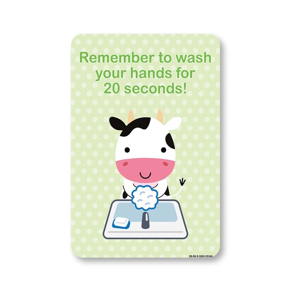 Signmission Public Safety, Remember To Wash Your Hands For 20 Seconds, 24in X 18in Decal, OS-NS-D-1824-25344 OS-NS-D-1824-25344 - main