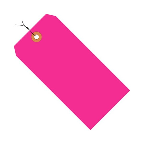 The Packaging Wholesalers Shipping Tags, Pre Wired, No 8, 6-1/4"L x 3-1/8"W, Fluorescent Pink, 1000/Pack G12083E - main