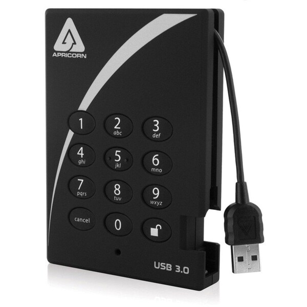 Apricorn Mass Storage Apricorn Aegis Padlock 2 TB Portable Hard Drive - External - USB 3.0 - 5400rpm - 3 Year Warranty A25-3PL256-2000 - main