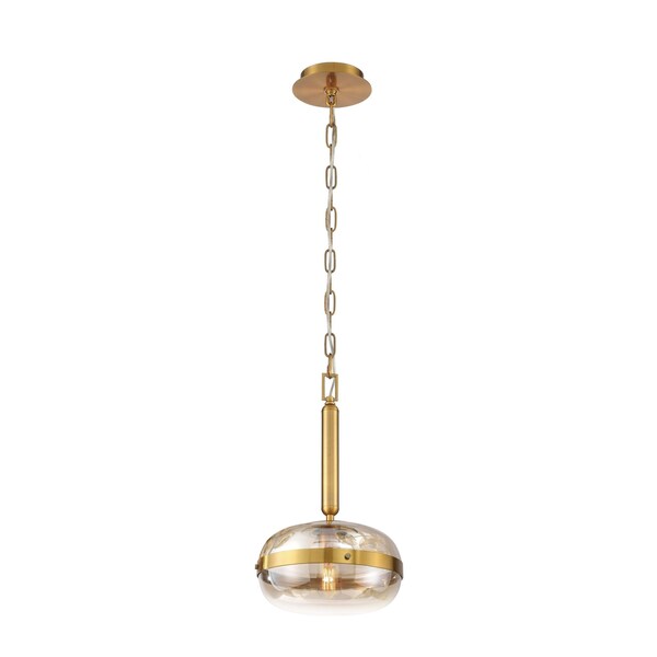 Eurofase Cumberland Contemporary LED Pendant, 1-Light, 600 Lumens, Opal/Antique Brass 37196-011 - main