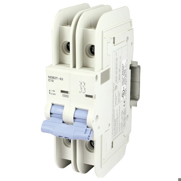 Automation Systems Interconnect 10 Amp, 2 Pole, 240/277/480YVac, 60/125Vdc, Trip Curve:C, DIN Rail Mount-Mini Circuit Breaker, UL489 NDB2T-63C10-2L - main