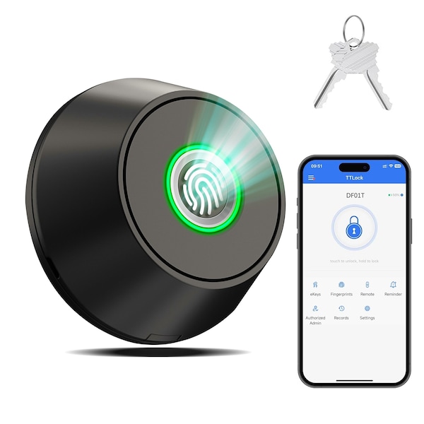 Wrightmaster 3 in 1 Corded Zinc Smart Lock Deadbolt, Keyless Entry Door Lock with Fingerprint Digital, APP Contr ZR-DF01T-BK - main