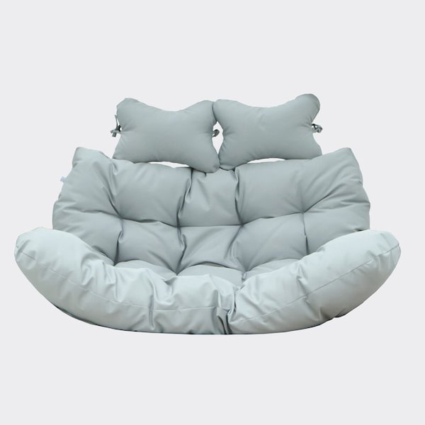 Leisuremod 2-Person Hanging Egg Chair Cushion, Weather-Resistant, Headrest & Zippered Cover ES52C-LGR - main