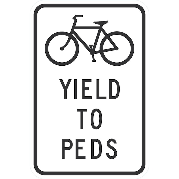 Lyle R9-6, (Bike Sym) Yield To Peds, 12x18, Diamond Grade, White G-3112-DG_12x18 - main