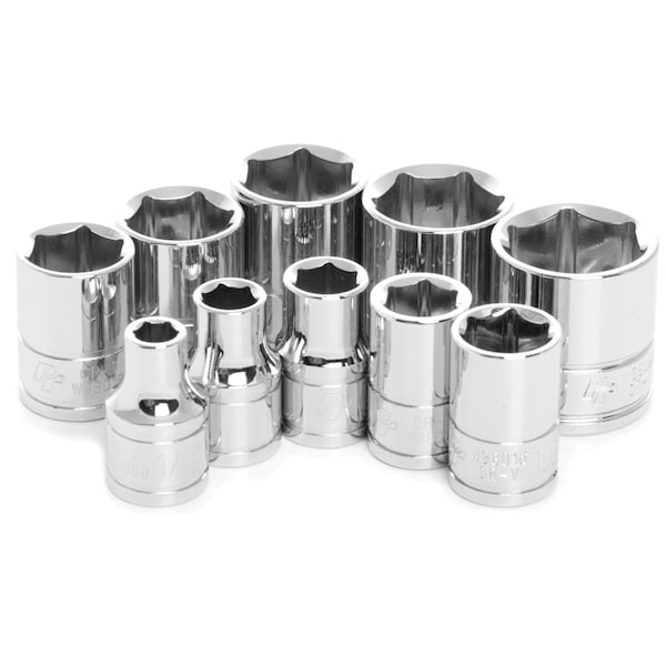 Performance Tool 10 pc. 3/8 in. Dr. SAE Socket Set, SAE Sockets, CrV, Storage Rail W38002 - main