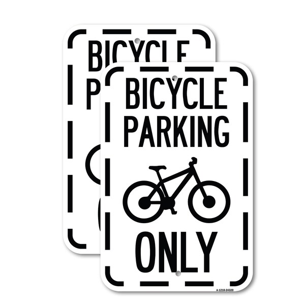 Signmission Bicycle Parking Only With Graphic, 12'' X 18'' 2 Signs, Heavy Gauge Aluminum, 2PK A-1218-2PACK-24320 - main