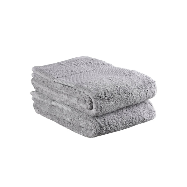 Homeroots Set of Two Light Gray Cotton 13" X 13" Quick Dry Terry Cloth Washcloths, 2PK 700344 - main