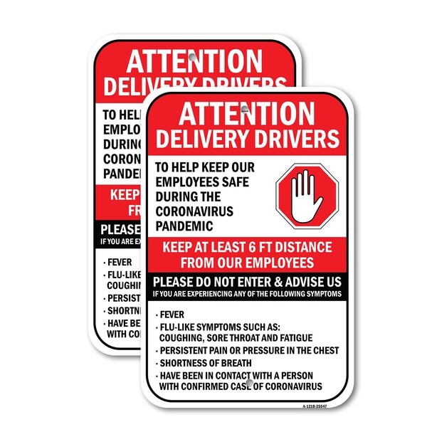 Signmission Attention Delivery Drivers Please Do Not Enter, 18'' X 24'' 2 Signs, Heavy Gauge Aluminum, 2PK A-1824-2PACK-25547 - main