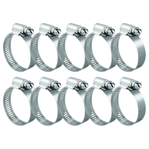 Grizzly Supply Hose Clamp, SAE 8, 304 Stainless Steel, 1/2 to 1 in Clamping Dia, 10PK #8S HC - main