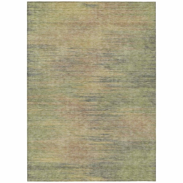 Homeroots 5' X 8' Artichoke Green Fern Green And Gold Abstract Washable Indoor Outdoor Area Rug 587189 - main