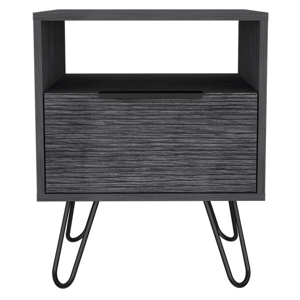 Homeroots 22" Gray Faux Wood Nightstand With Storage 478274 - main