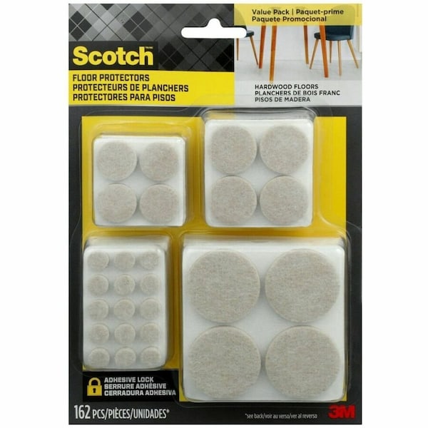 Scotch 3M Scotch Felt Self Adhesive Protective Pad Beige Round Assorted in. W 162 pk SP845-NA - main
