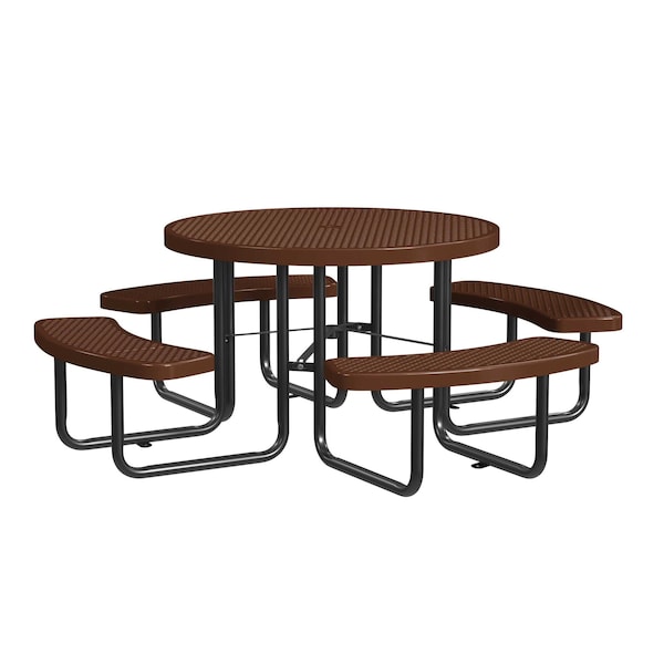Leisure Craft Round Picnic Table, Brown, Surface Mount, 46 in T46ROSM-BROWN - main