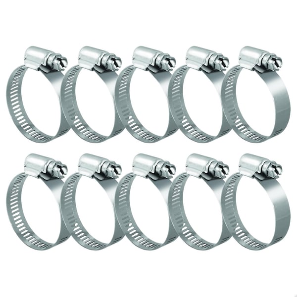 Grizzly Supply Hose Clamp, SAE 24, 304 Stainless Steel, Zinc Screw, 1 to 2 in Clamping Dia, 10PK #24P HC - main
