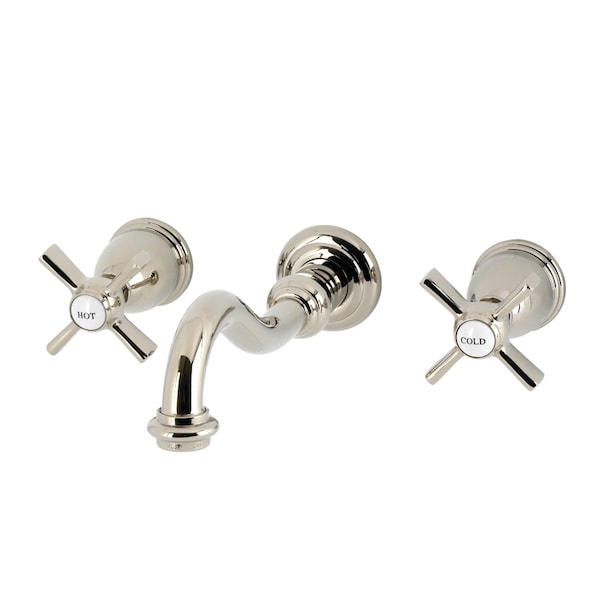 Kingston Brass Double-Handle Wall Mount Bathroom Faucet, Polished Nickel KS3126ZX - main