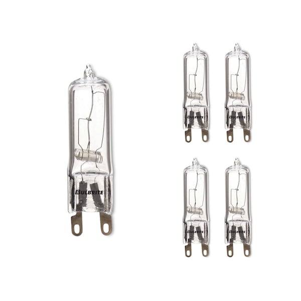 Bulbrite Pack of 5 Mini Halogen T4 Bi-Pin Base G9 Light Bulbs, 40 Watt, Clear, 5PK 860828 - main