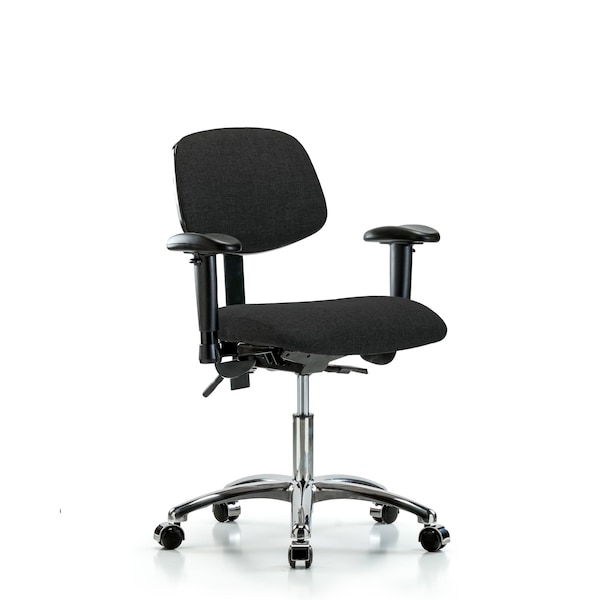 Blue Ridge Ergonomics Desk Chair Desk Chair, Fabric, Chrome AA Casters, Blk, Adjustable Arms, 19" to 24" Height, Fabric BR-FDHCH-CR-T0-A1-CC-F42 - main