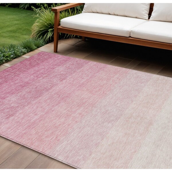 Homeroots 9' X 12' Pink And Ivory Ombre Washable Indoor Outdoor Area Rug 595821 - main