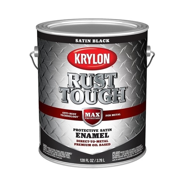 Krylon Rust Tough Oil-Based Satin Rust Control Enamel, Black, 1 Gal. K09733008 - main