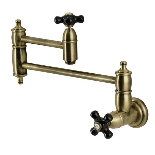 Kingston Brass Wall Mount Pot Filler Faucet, Antique Brass KS3103PKX - main