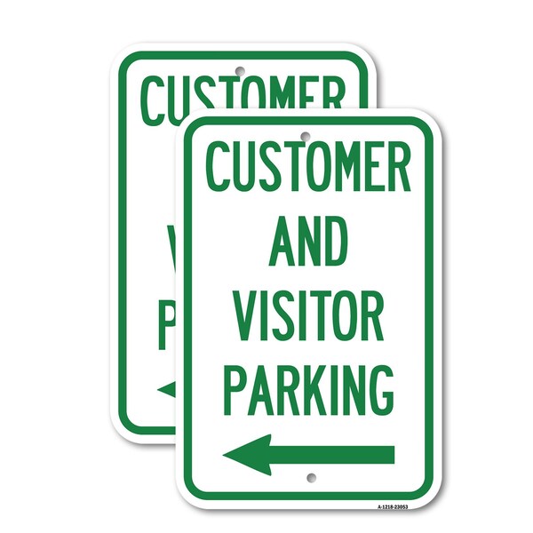 Signmission Reserved Parking Sign Customer and Visitor Parking Wit, 12'' X 18'', Heavy Gauge Aluminum, 2PK A-1218-2PACK-23053 - main