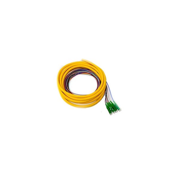 Cable Wholesale 6 Strand fiber distribution pigtail, 9/125 SinglemodeGreen Boot, LC/APC 3 meters 15F2-02206 - main