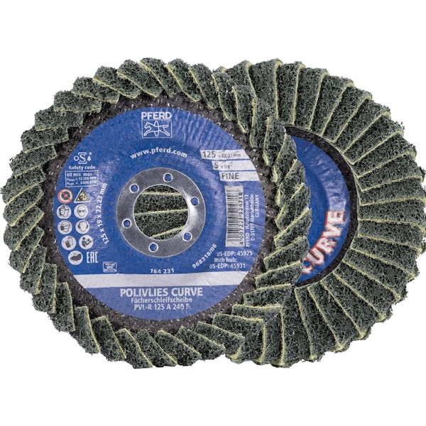 Pferd PFERD Flap Disc, PVL-R, POLIVLIES CURVE, 5in x 7/8, Fine, Aluminum oxide 45925 - main