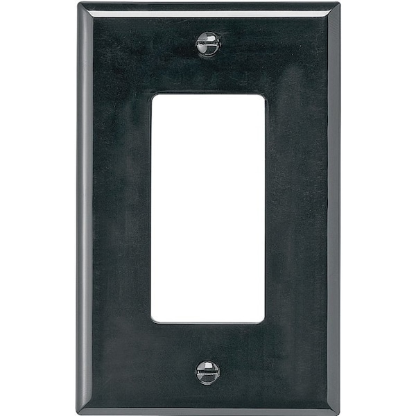 Eaton Wiring Devices Wallplate, 4-7/8 in L, 3-1/8 in W, 1 -Gang, Polycarbonate, Black, High-Gloss PJ26BK - main