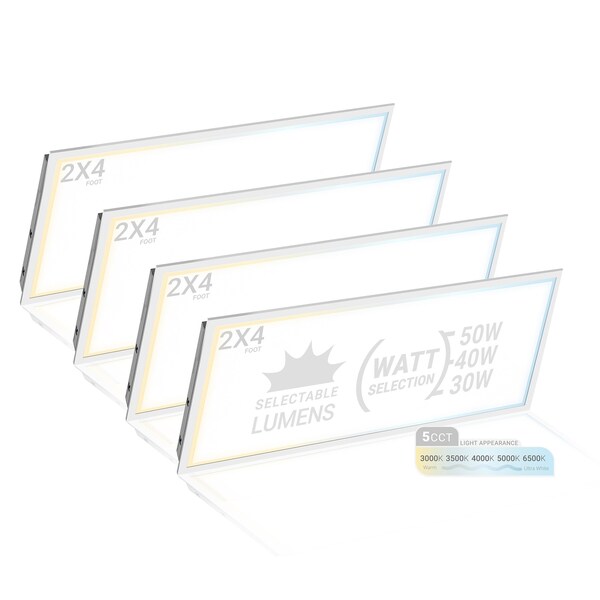 Nuwatt 2x4 LED Drop Ceiling Lights Square Backlit Flat Panel, 5000K Daylight, 500LM, 4PK NW-BL-2X4-50W-50K-4P - main