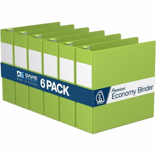 Davis Group Premium Economy, Angle D Ring, Binder, (Lime Green, 3"), PK6 2305-24-06 - main