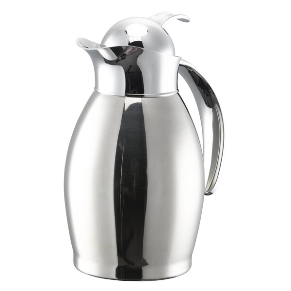 Service Ideas Nicollet Series 0.6-Liter Stainless Vacuum Insulated Carafe, Push Button Lid in Polished Stainless NIC06PSPB - main