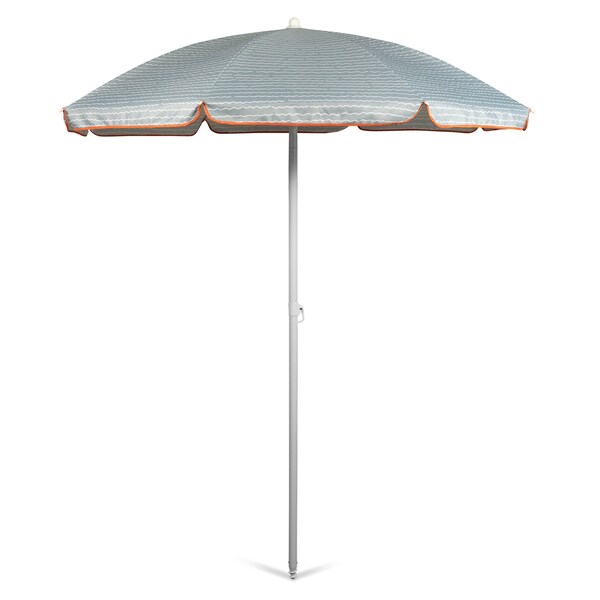 Picnic Time Family Of Brands 5.5 Ft. Portable Beach Umbrella, Wave Break Gray Pattern 822-00-332-000-0 - main