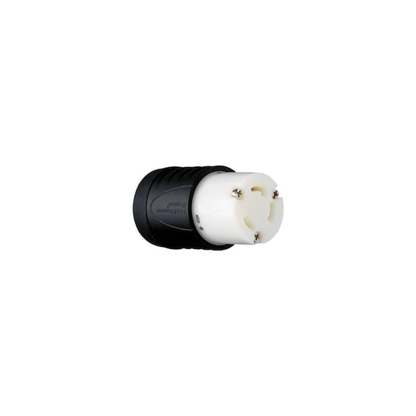 Pass & Seymour Turnlok Locking Connector, 2 -Pole, 30 A, 250 V, IP20, NEMA: NEMA L6-30R, Black/White L630CCCV3 - main