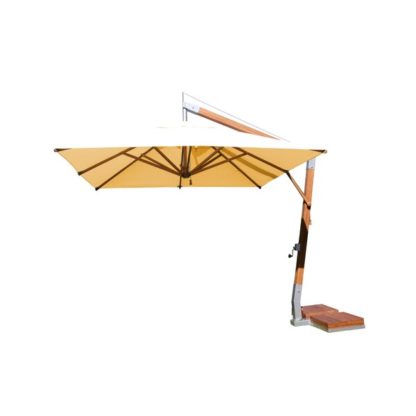 Bambrella 10' Square Bamboo Cantilever Umbrella w/354lb Base System-Ecru Canopy 3.0m SQ-SW-L-E-BS - main