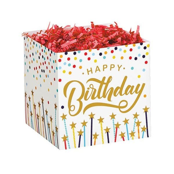 Nashville Wraps Happy Birthday Stars Square Favor Gift Box, 3.75x3.75x3.75, 6PK 45466 - main
