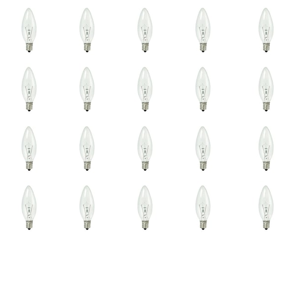 Bulbrite Krystal Touch 25W Dimmable Clear B8 Torpedo Krypton Bulbs, Candelabra E12 Base, 2700K, 20PK 861143 - main