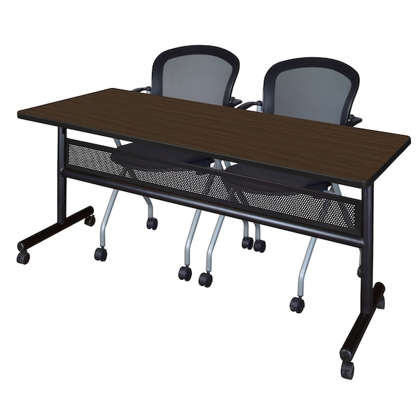 Regency Kobe Flip-Top Privacy Nesting Table W/ 2 Cadence Nest Chairs, 72 in W, 30 in L, Neo Walnut MKFTM7230NW23BK - main