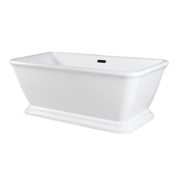 Kingston Brass 71-Inch Acrylic Oval Rectangular Double Ended Pedestal Tub with Drain, No Faucet Drillings VTSQ713224 - main