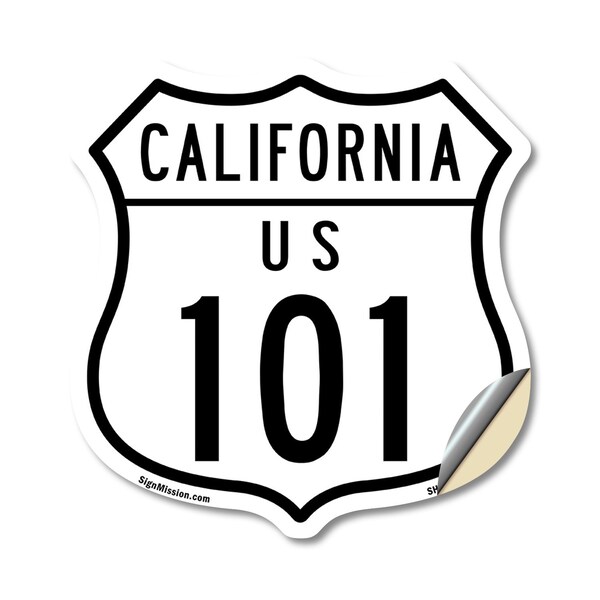 Signmission California Route Marker Shield Sign Us 1, 12 Inch X 12 Inch, Vinyl Decal SHI-D-12-370 - main