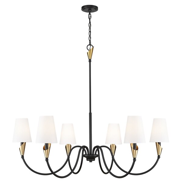 Z-Lite Claudelle 6-Light Chandelier, 46 in W, Matte Black + Modern Gold 4014-46MB-MGLD - main