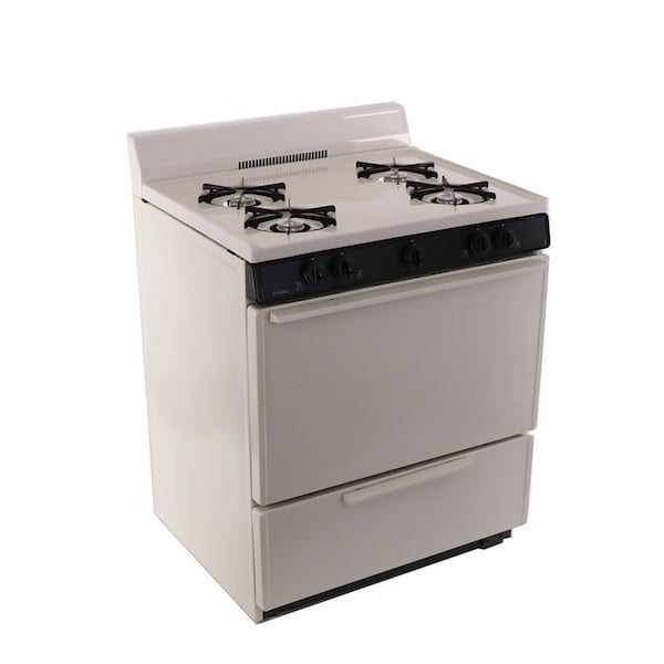 Premier Gas Range, Battery Ignition, Four 9100 BTU Burners, 30 inW x 40 inH x 26 inD, 3.91 cu. Ft., Biscuit 805746 - main