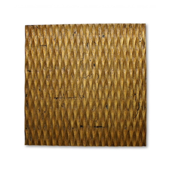 Homeroots 1 x 24 x 24 Gold Metallic Ridge - Wall Art Wood Wall Art 274793 - main